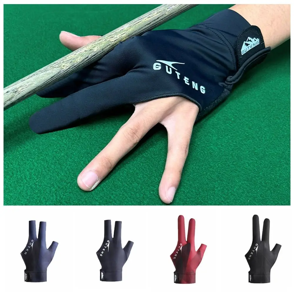 Left Hand Billiards Gloves Elasticity Anti-sweat Three Fingers Gloves Wear-resistant Non-slip Billiard Training Gloves