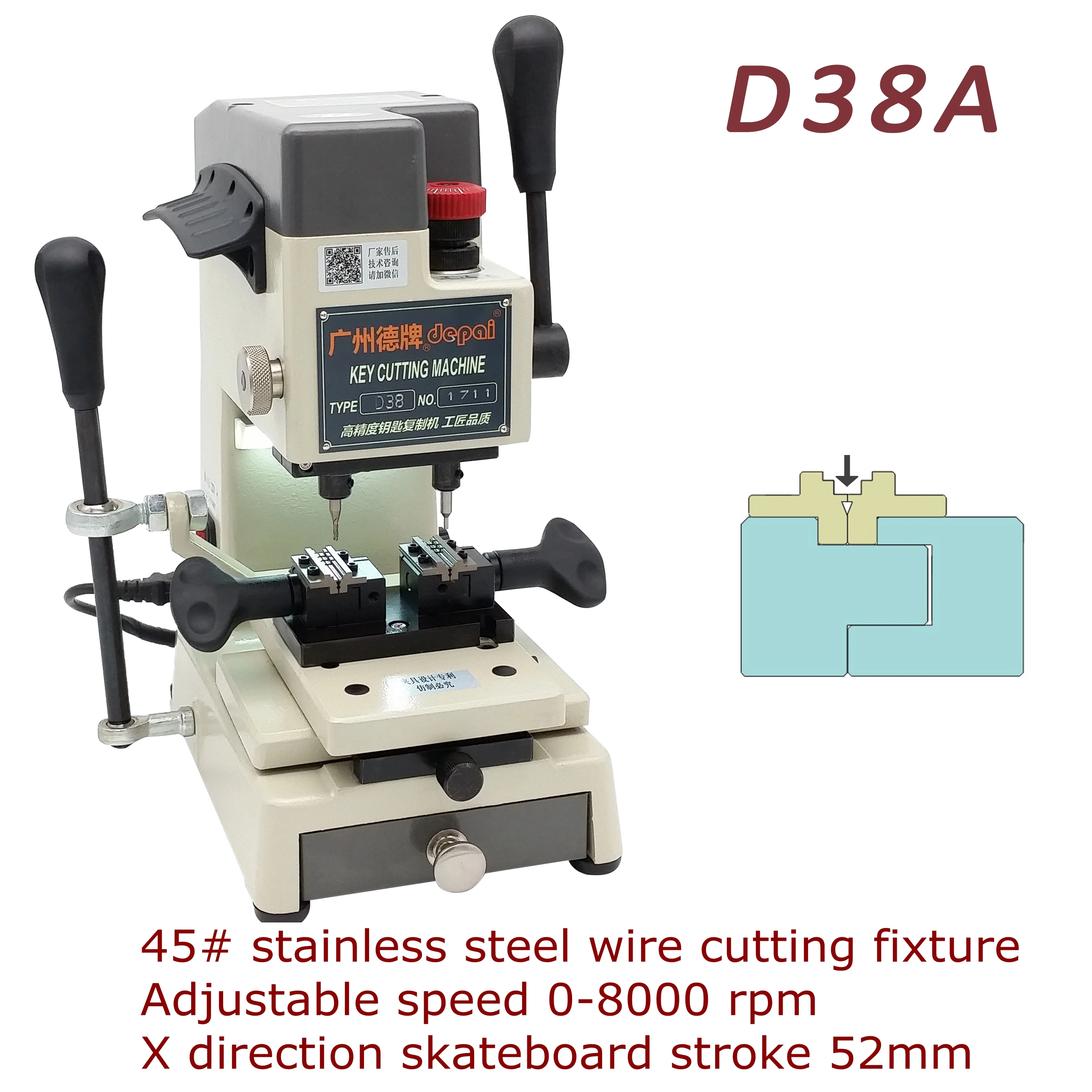 

D38A vertical milling key machine multi-function fixture for drilling and slotting high-precision car keys with teeth