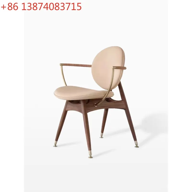 Solid wood compass dining chair, high-end medieval creative backrest leisure chair