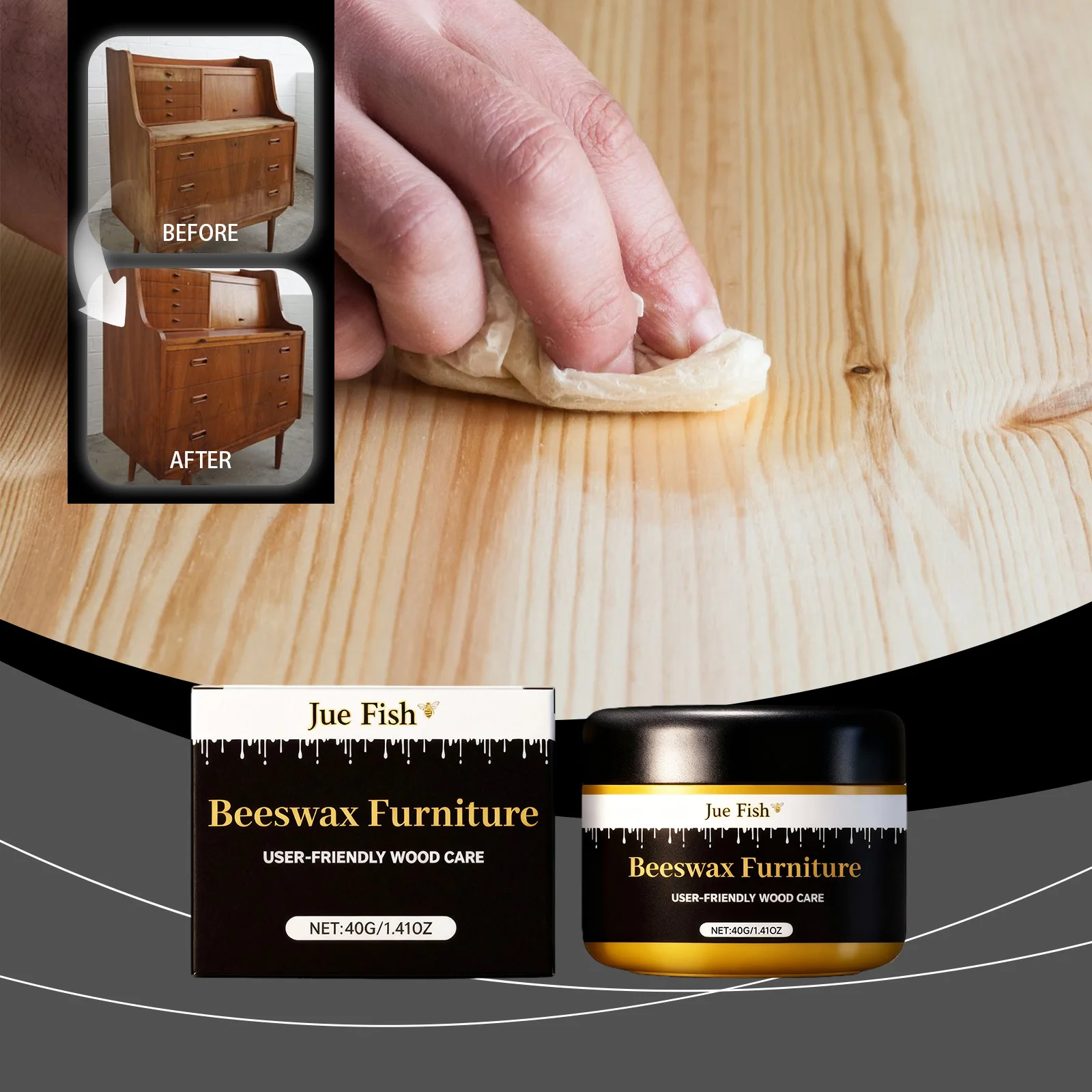 Natural Beeswax Wood Furniture Polish Paste Anti-Corrosion Waterproof Brighten Remove Dirts Restore Luster Wood Products Cleaner