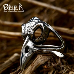 Beier New Design Skull Crow Woodpecker Bird Ring With Stone Men's Ring Punk Stylish Jewelry Wholesale Dropshipping