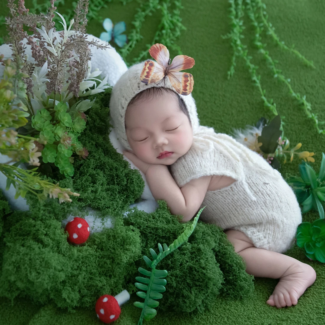 Newborn Knitted Stretch Outfit Newborn Photography Props Baby Onesie Romper Newborn Photo Styling Garments