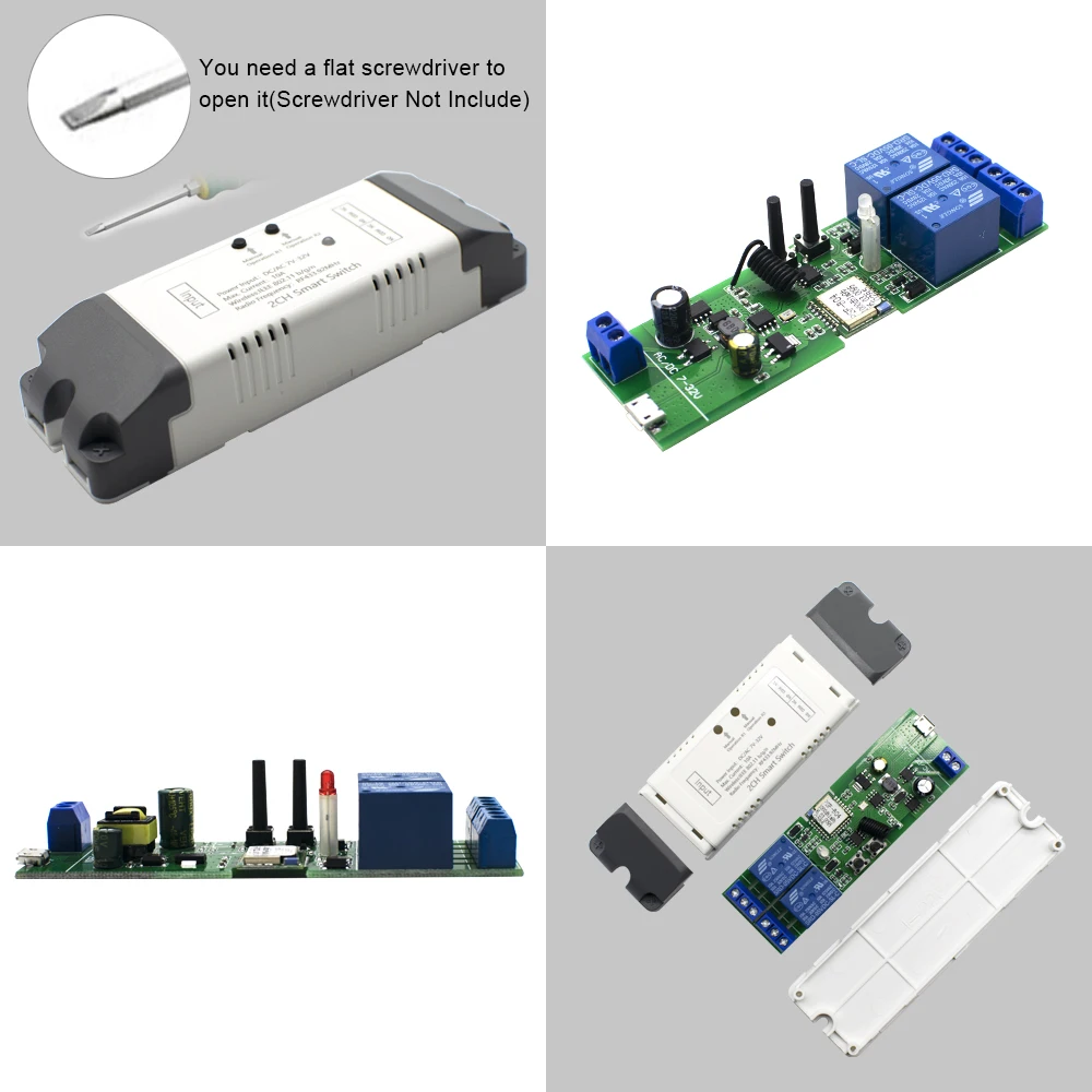 Imagem -06 - Ewelink Canais Wifi Inteligente Interruptor de Controle Remoto sem Fio Receptor ac dc 732v 85250v 2200w 10a rf 433mhz 2ch Relé para Alexa