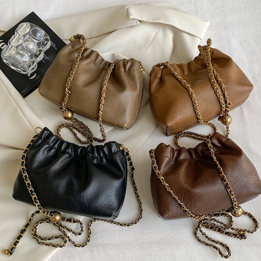 

Women Chain Shoulder Bag PU Leather Crossbody Tote Bag Versatile Women's Handbag Leather Chain Crossbody Bag Girl Stylish Purse