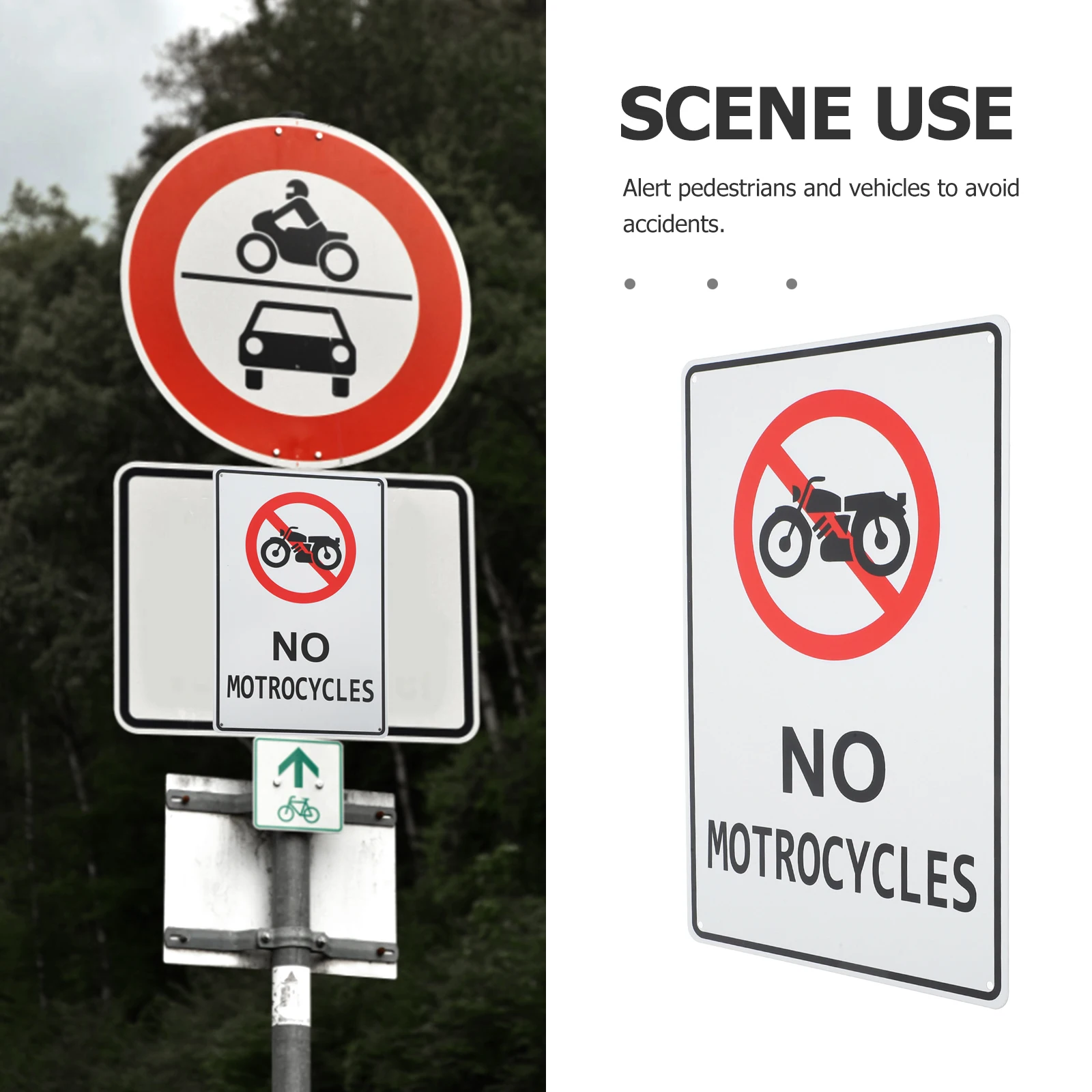 

Safety Visibility Warning Iron No Motorcycle Warning Street Road Sign for Street Road Traffic Safety
