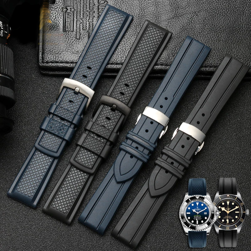 20MM 21MM High Quality Fluororubber Watchband For Omega IWC Hamilton Soft Waterproof And Sweat-proof Silicone Men's Watch Strap