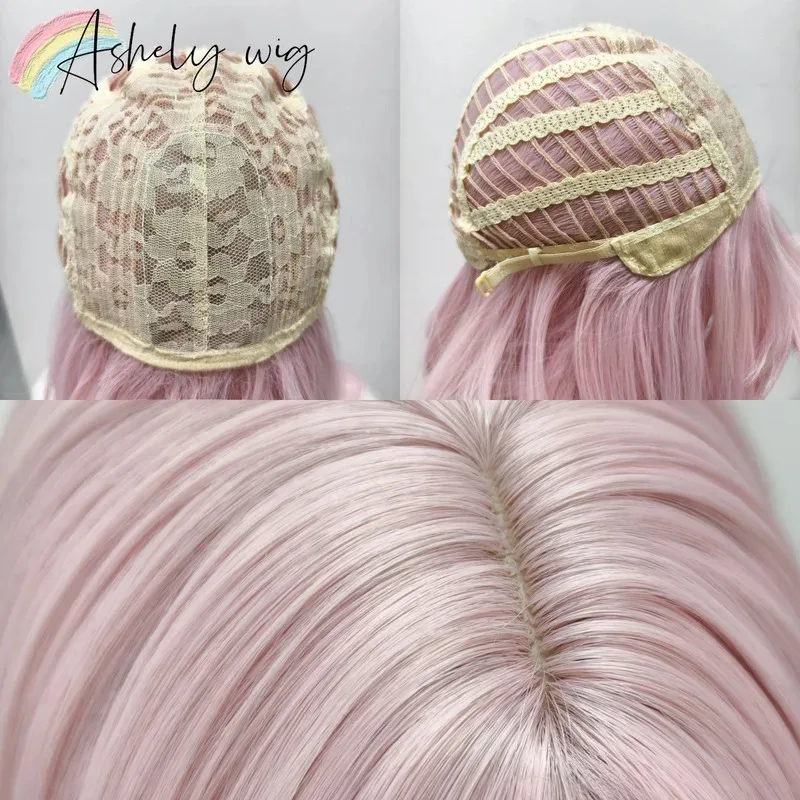 Ashely الوردي شعر مستعار لوليتا أنثى عقال الجسم متموجة نماذج الشعر الوردي في الانفجارات الفرنسية عالية المستوى محاكاة شعر مستعار شعر مستعار اصطناعي