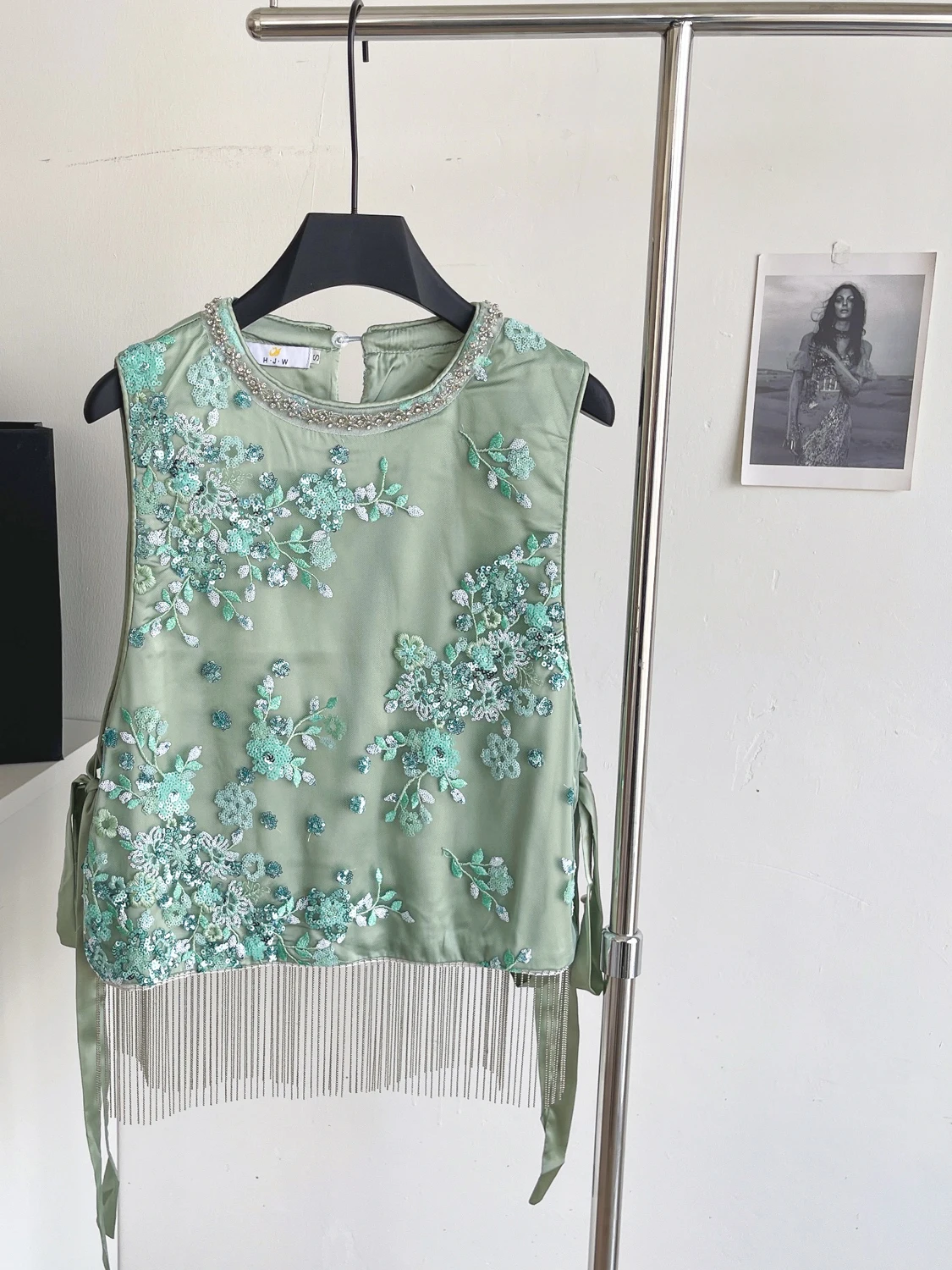 

Ele round Ne Svel Sequin Embroidery Vest Women's Faion Heavy Embellied Fringed Top Luxury mat Sle