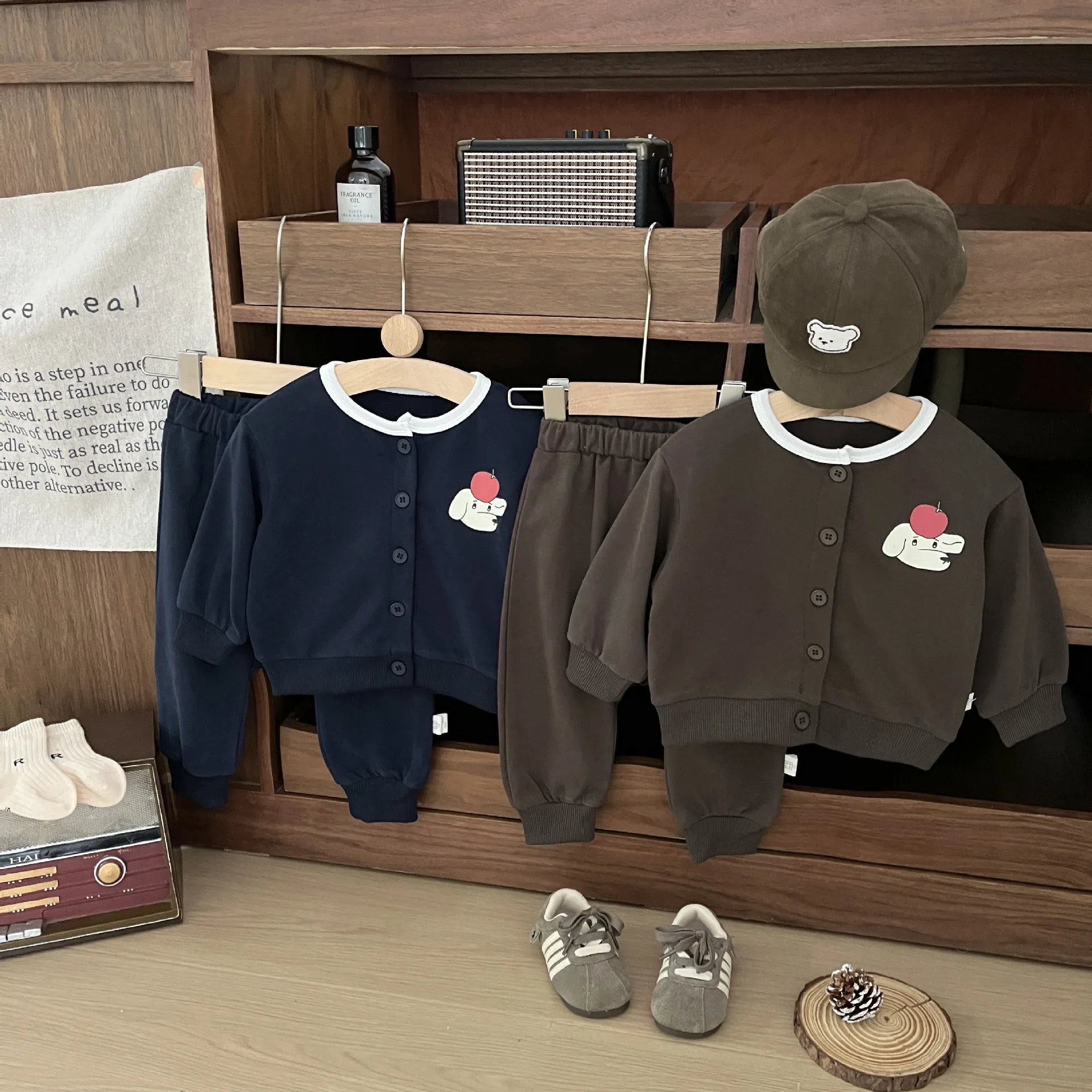 Cotton Children's Set Spring Autumn Fashionable Baby Casual Cardigan Sweatshirt Sweatpants Two-piece Set