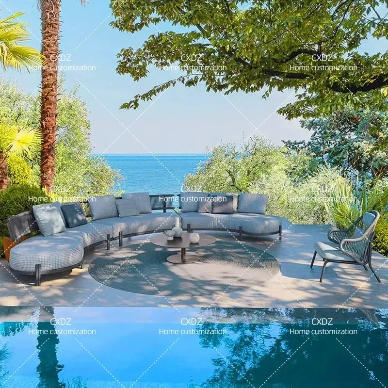 Round Outdoor Rattan Sofa Waterproof Sunproof Furniture for Courtyard Balcony Garden Indoor Leisure Decoration Customizable