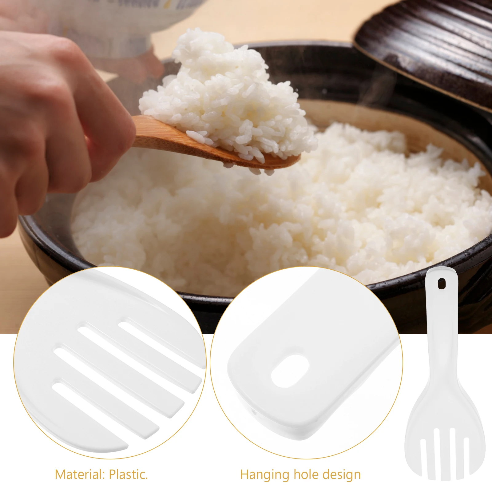 

2pcs Plastic Rice Spoon Thickened Lightweight Kitchen Storage Home Restaurant Hotel Hanging Hole Bacteria Resistant