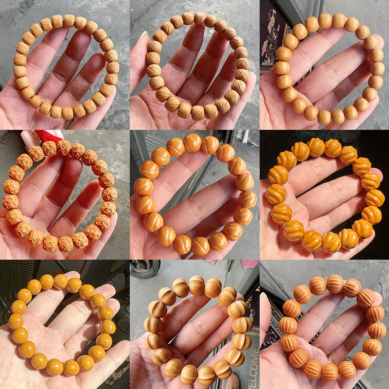 Natural Dragon Flame Monkey Head Walnut Carved Smooth Beads Bracelet Buddhist Rosary Handheld Accessory Handicraft Gift