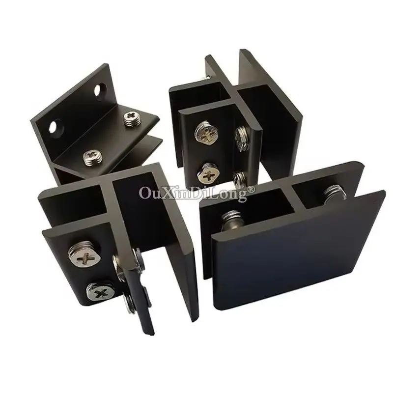 Brand New 8PCS Aluminum Alloy Glass Clamps Board Frame Shelves Black Glass Clips Shelves Fixed Support Brackets Connectors