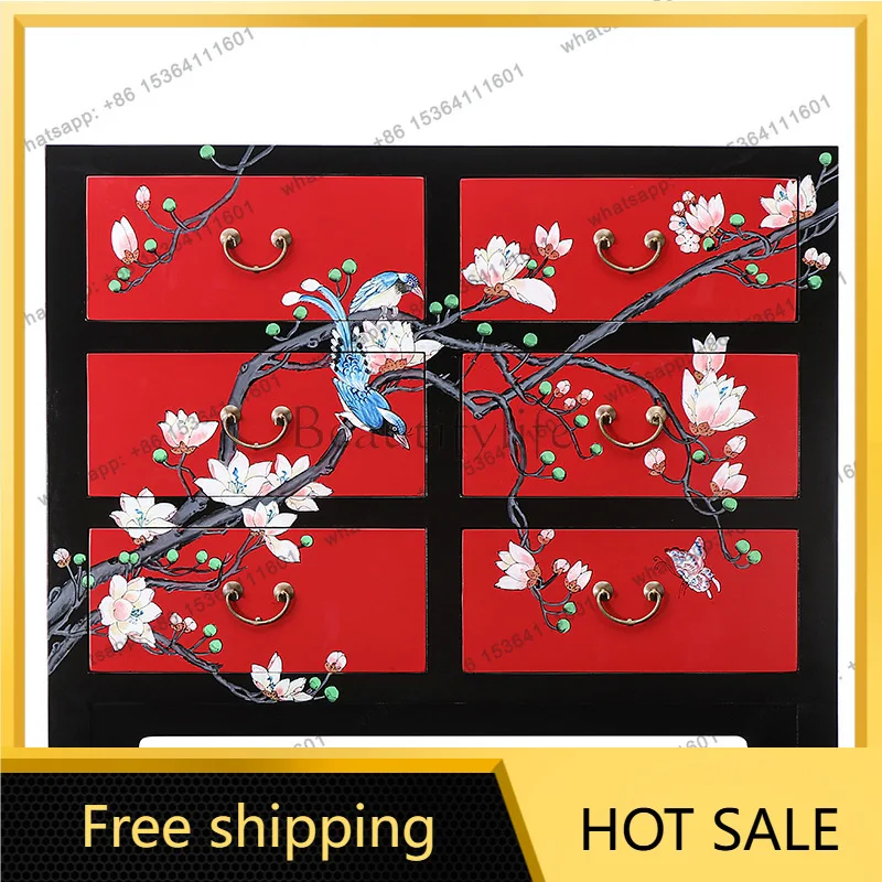 XX. Modern New Chinese Style Simple Storage Cabinet Solid Wood Six-Drawer Cabinet