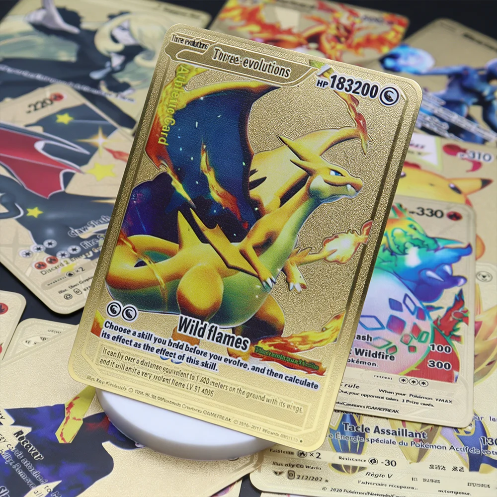 pokemon charizard gx metal card Pokemon CHARIZARD GX Gold metal card