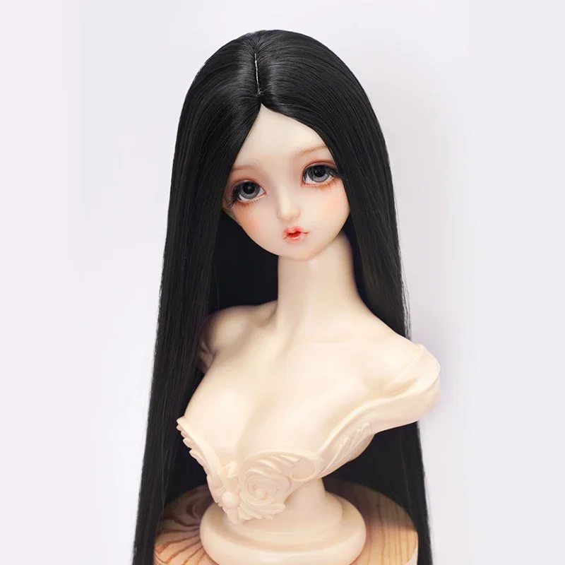 Peluca de muñeca para muñeca Bjd 1/3 1/4, juguetes para niña, seda suave, pelo liso de longitud media, accesorios para muñecas para jugar a las casitas, sin muñeca