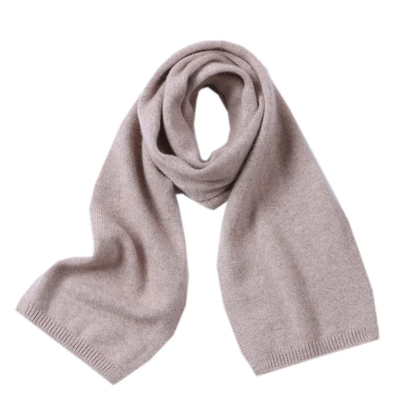 

Женский однотонный вязаный шарф из 100% чистой шерсти, зимняя термообертка для шеи, повседневные толстые накидки на шейный платок, мягкие и теплые для укладки