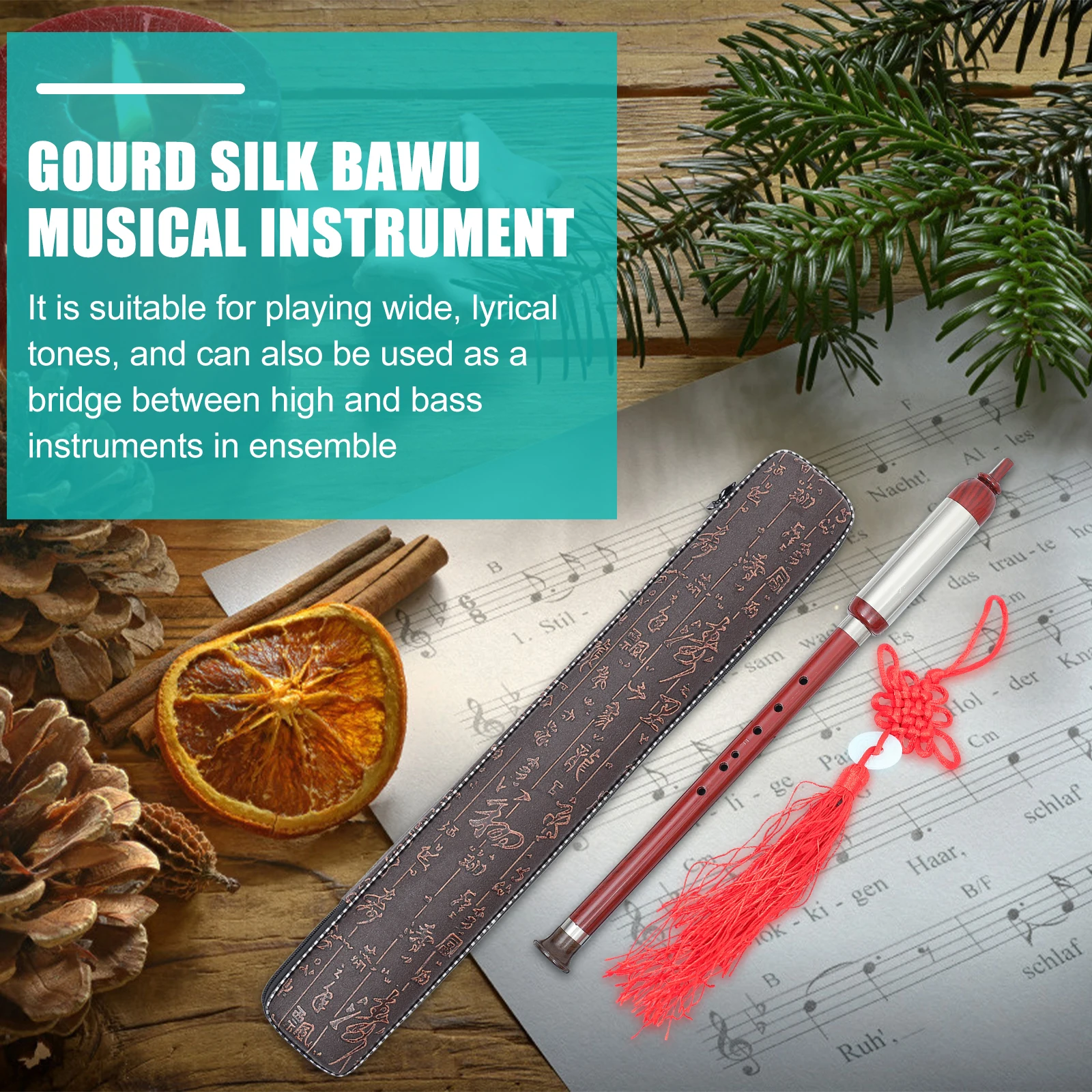 

1Set Bawu Instrument Portable Traditional Resin Bawu Flute Music Instrument Set with Storage Case for Folk Music Performance