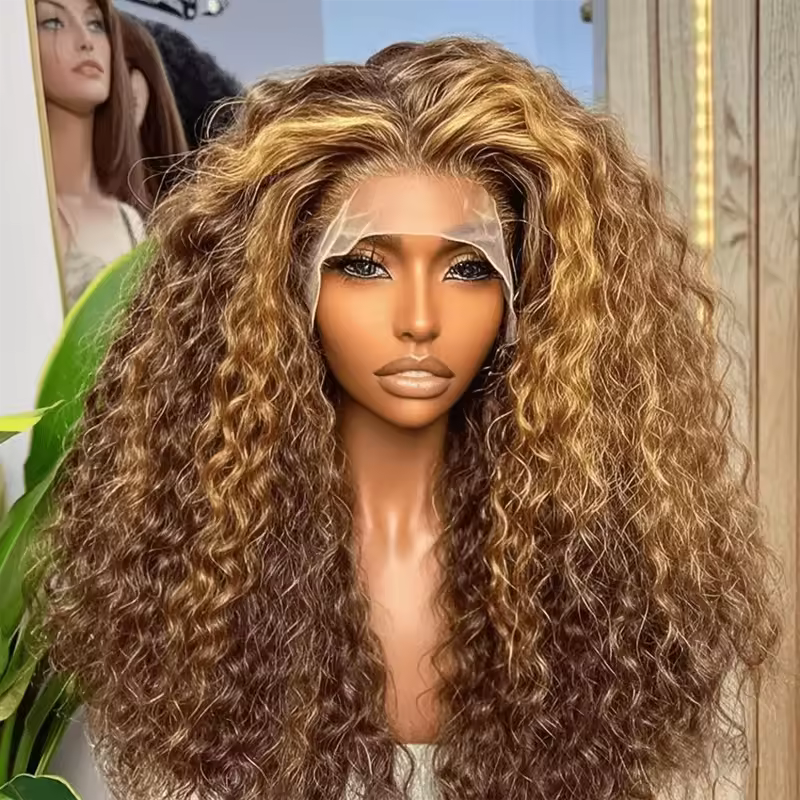 30 Inch Curly Highlight Ombre Lace Front Wig Human Hair Wigs Colored Deep Wave 13X6 Hd Lace Frontal Wig Pre Plucked 250 Density - Image 2