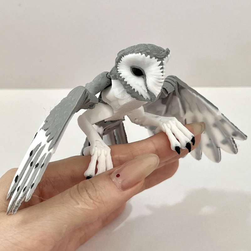 Gelede Uil Ornament Beeldje Simulatie Dier Uil Model 3d Gedrukt Desktop Met Flexibele Vleugels Stressverlichten Voor Vogel
