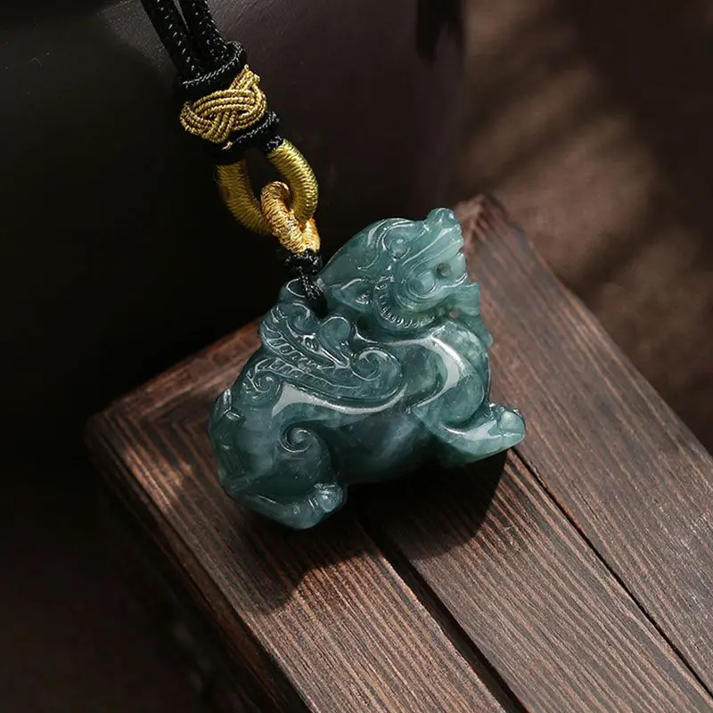 

Domineering Real Jadeite Brave Nafu Fortune Into Treasure Charms Natural A Goods Jadeite Neckwear Necklace Atmosphere Pendant