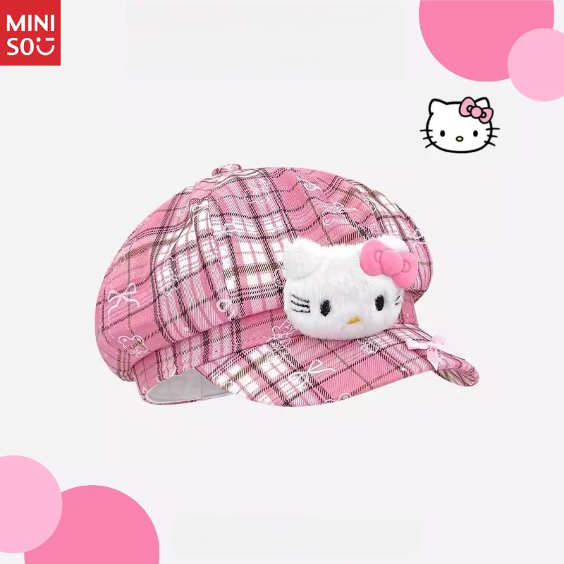 

Miniso Y2K Kitty Beret: Cute & Edgy Baker Boy Cap for a Face-Slimming Summer Look