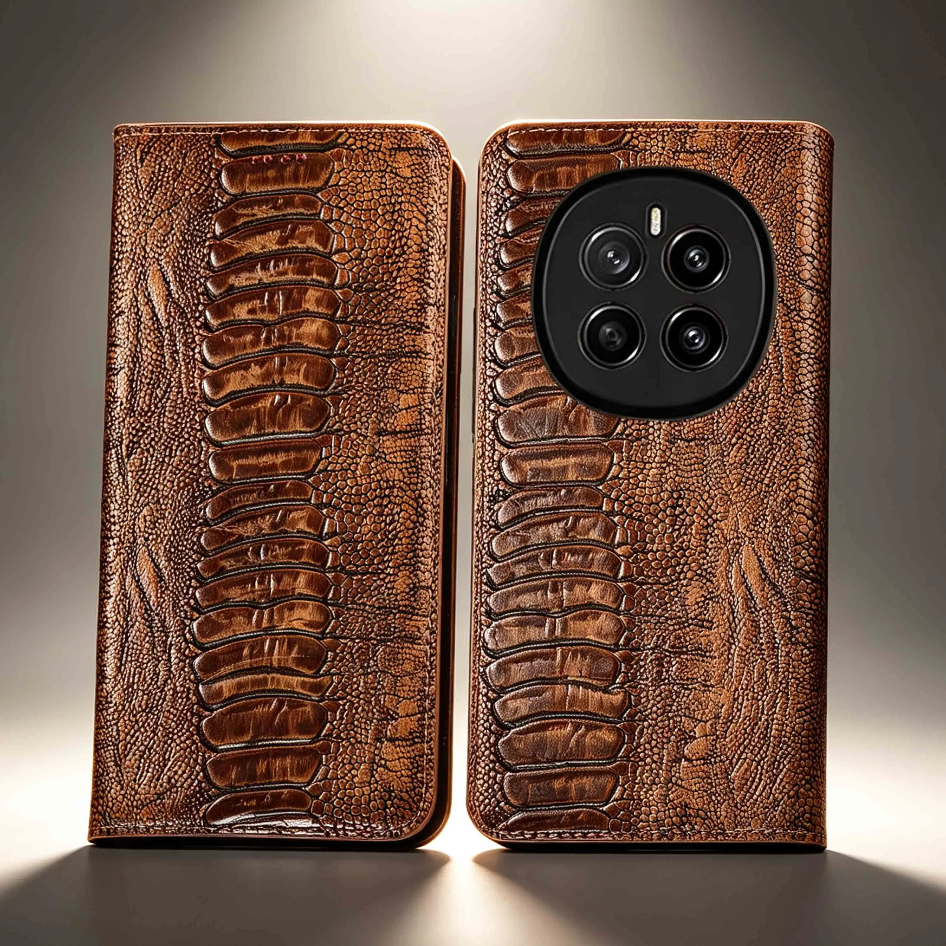 Genuine Leather Phone Case For Honor Magic 2 3 4 5 6 7 8 Pro Lite Ostrich Feet Pattern Of  Flip Cover Case Cowhide Scratch-Proof