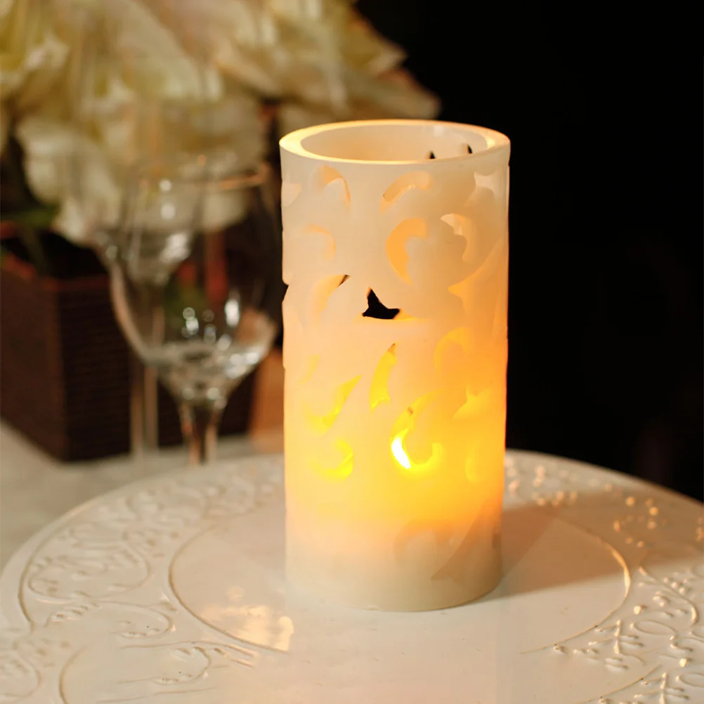 

Electronic LED Electric Lamp Hollow Flameless Light Warm Decorative Party Wedding Lamp Electronic Hollow Light