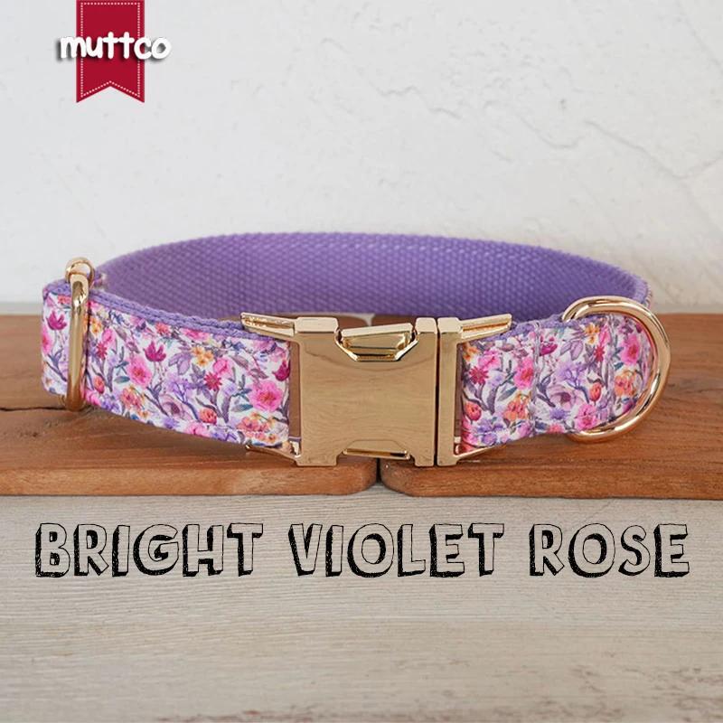 MUTTCO the material of the pet collar is comfortable and easy to move BRIGHT VIOLET ROSE can always keep the mood happy UDC188