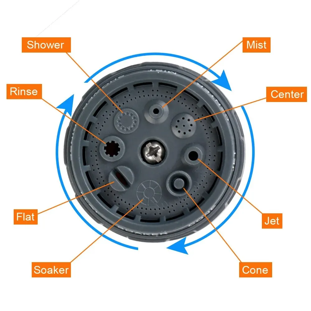 خرطوم رش فوهة لحديقة غسل السيارات 8 طرق رذاذ رذاذ الحديقة سقي متعددة الوظائف ارتفاع ضغط أداة المياه