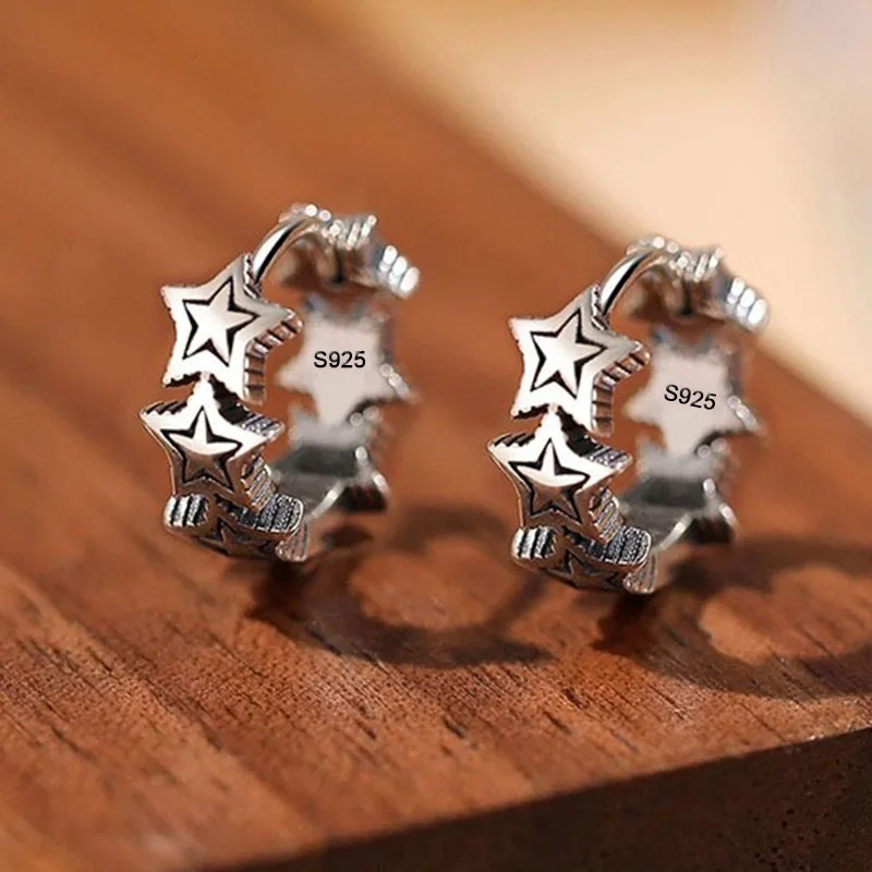 

Винтажные серьги из стерлингового серебра 925 пробы для женщин, модные простые винтажные серьги со звездами, ювелирные изделия, аксессуары для вечеринок, подарок