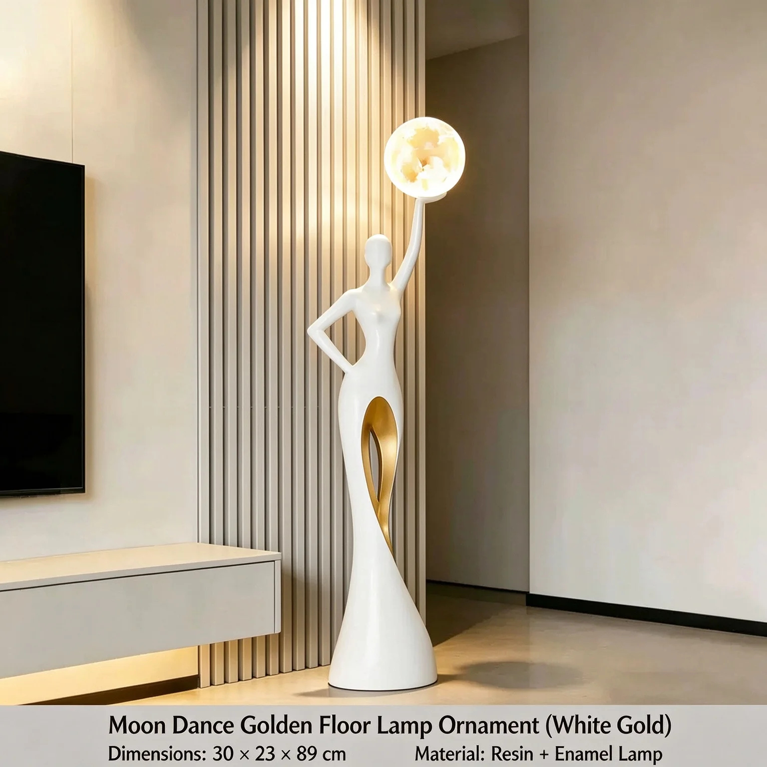 Large Floor-Standing Figure Sculpture Art Lamp, Light Luxury High-End Home Decoration Ambient Light for Living Room Next to the Tv Cabinet