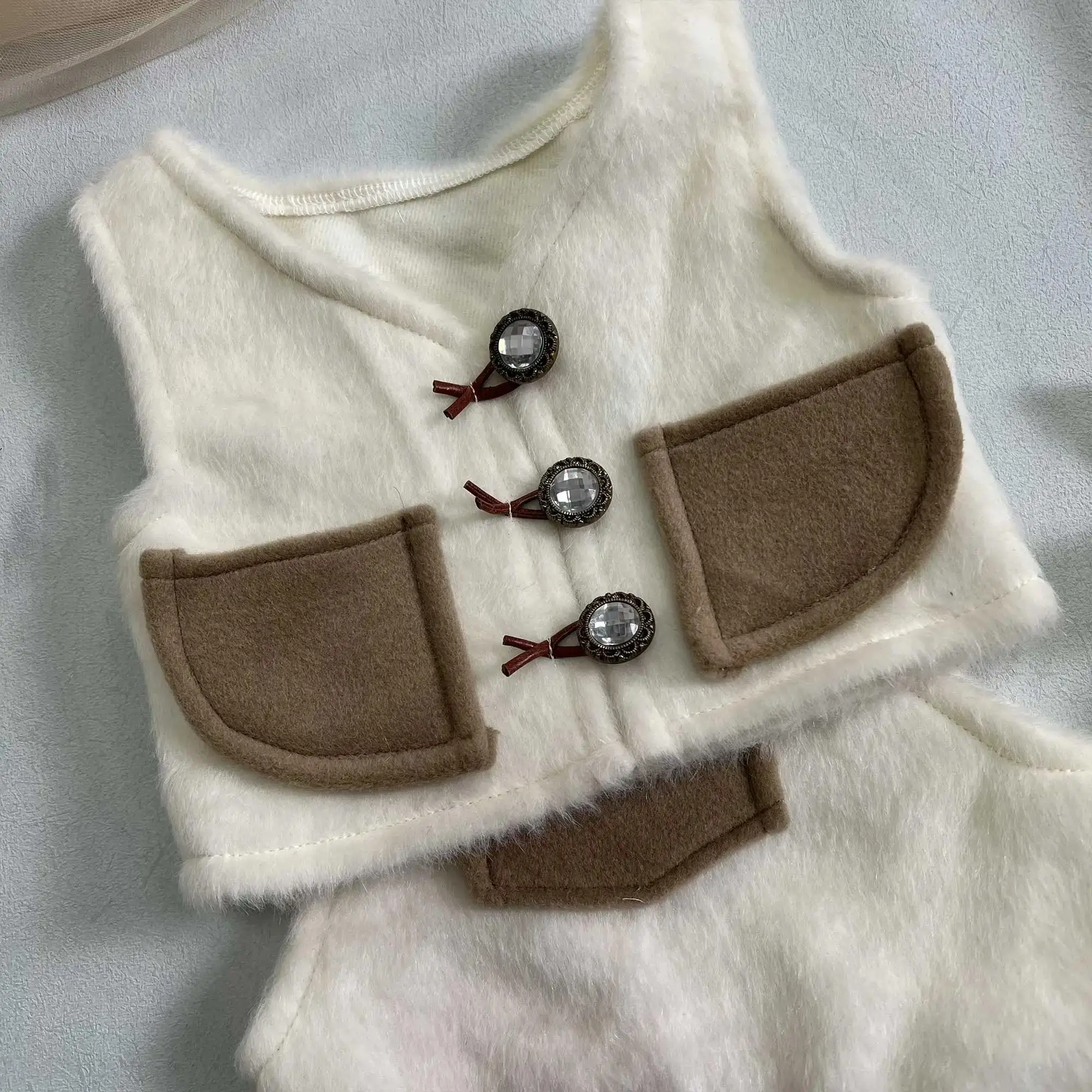 Don&Judy Newborn Baby Wool Blend Vest with Fabric Trim Jumpsuit Cool Birthday Party Outfit Sets Photography Studio Photo Prop