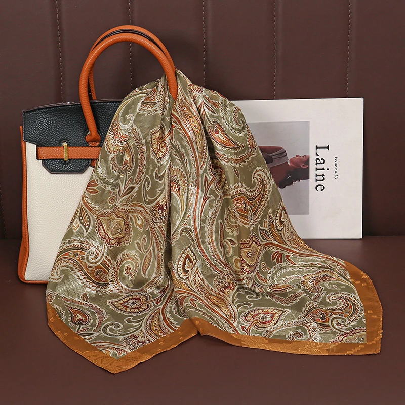

2025 New Luxury Design Square Silk Scarf Women 70*70cm Bandana Soft Hair Band Wrap Hijab Neckerchief Hairband Headband Foulard