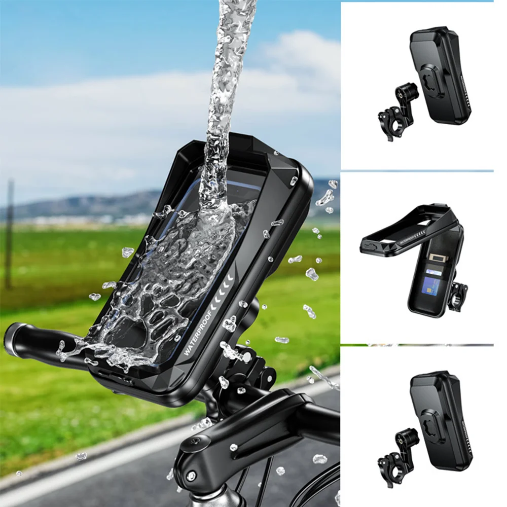 

New Waterproof Motorcycle Phone Mount Case Bike Phone Holder Aluminium Base Quick Install Handlebar Mount Bag for iPhone Samsung