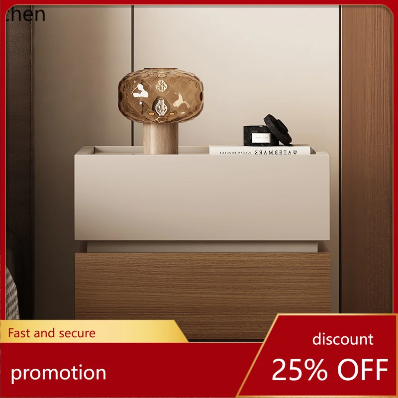 HXL Solid Wood Bedside Table Simple Modern Bedroom Small Building Block Storage Bedside Organizer Side Cabinet
