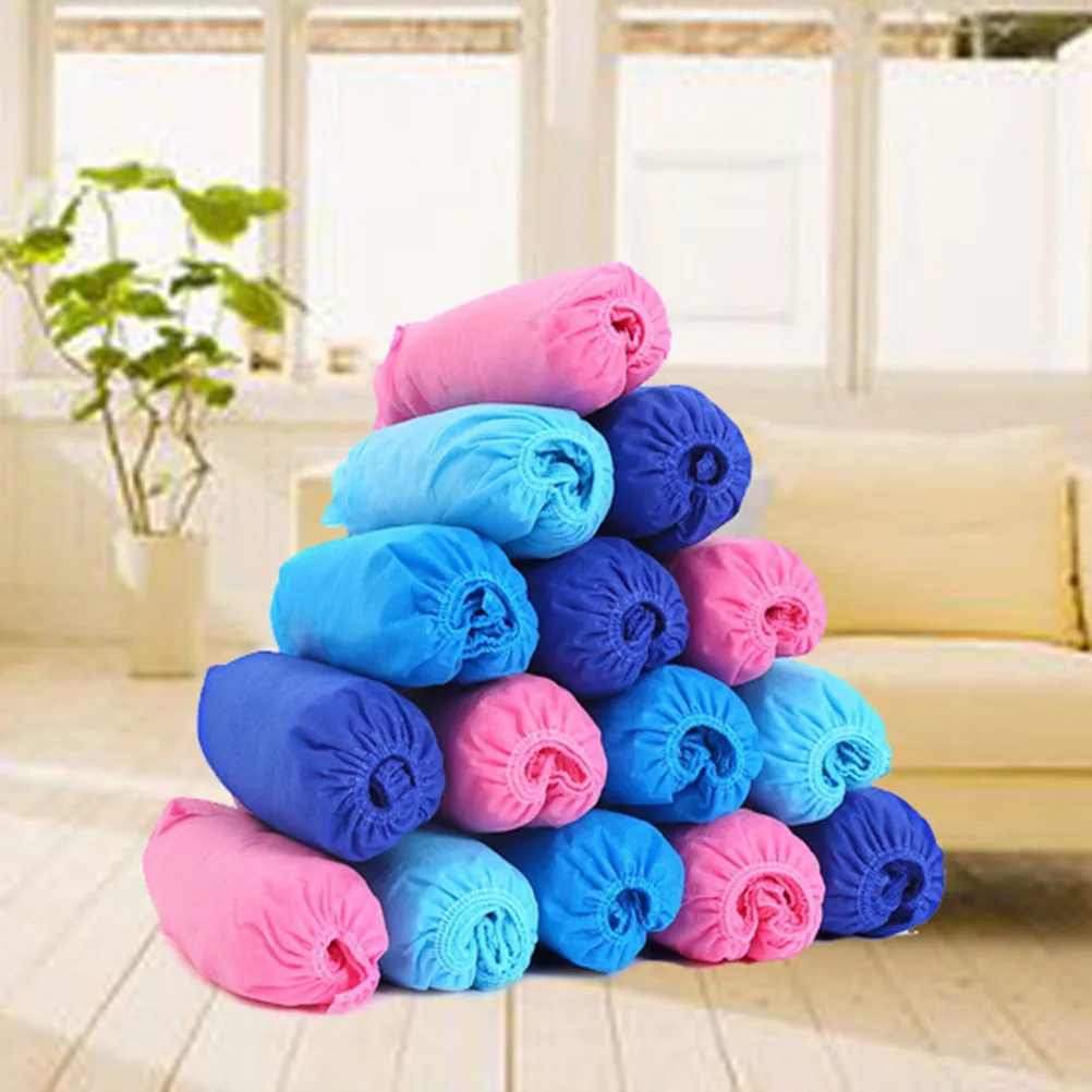 200Pcs Nonwoven Fabric Disposable Shoe Covers Nonslip Elastic Opening Lightweight Portable for Home Kitchen Travel Camping