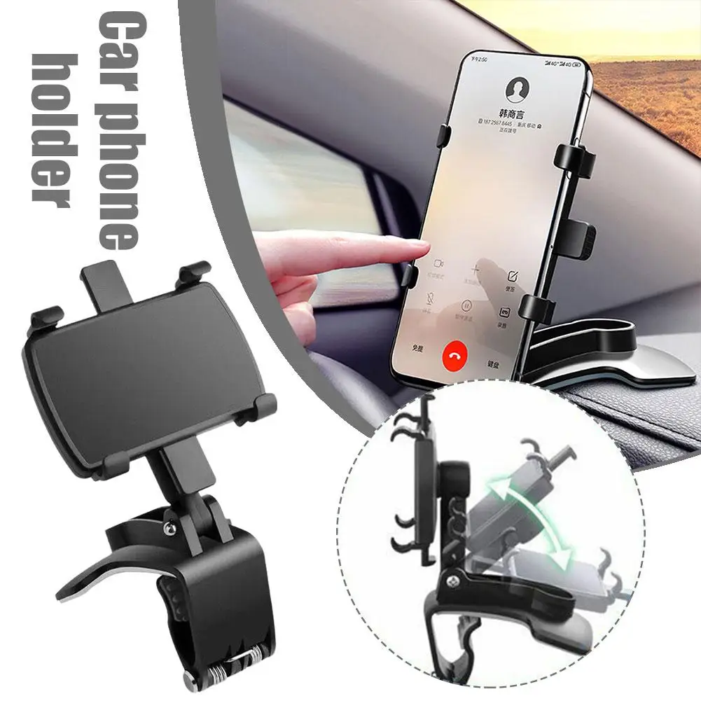 Car Dashboard Phone Holder Mobile Phone Stand Rotatable Car Clips Smartphone Bracket Sun Visor Mirror Mount Bracket Support