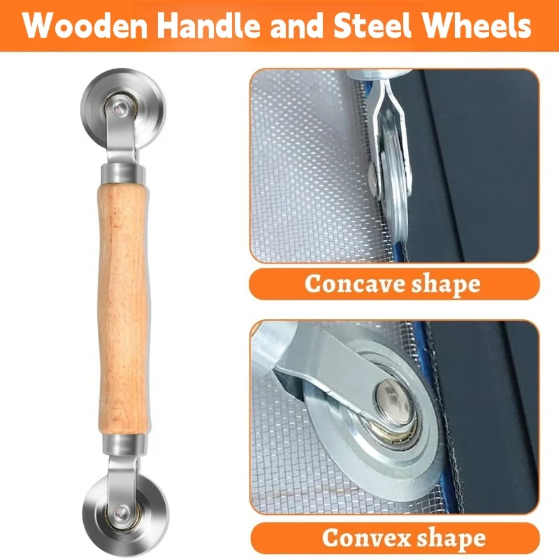 Strumento di rotolamento per schermi in metallo/nylon da 2 pezzi, per installazione a doppia finestra Rullo scanalato a mano Finestre per porte a schermo durevoli per uso domestico