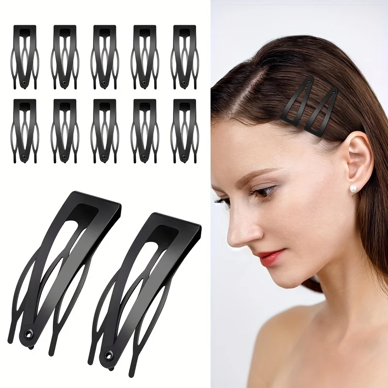 24 Stück schwarze Metall-Haarnadel mit Doppels chnalle-2 Zoll Wasser tropfenform, minimalisti scher Stil, geeignet für Styling und Salon – Detail 1