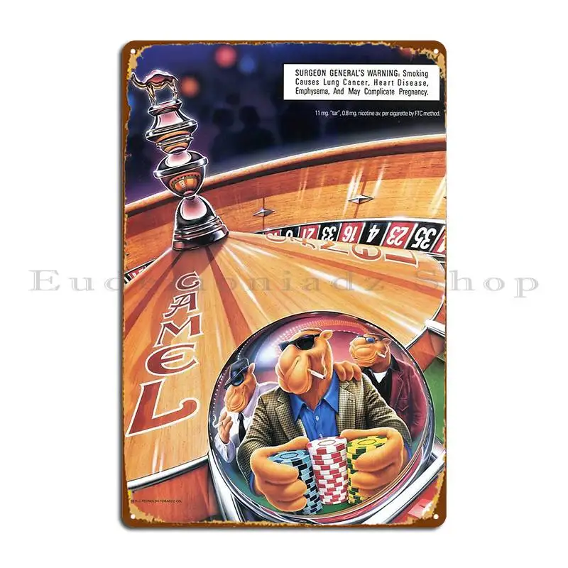 Vintage Joe Camel Roulette Ad Metal Plaque Poster Party Club Classic Pub Wall Cave Character Joe Camel Tin Sign Poster