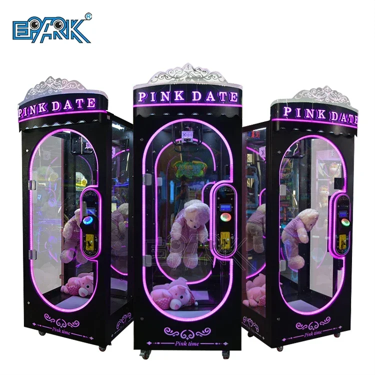 Pink Doll Prize Claw Vending Game Machine Family Entertainment Coin Payment Metal Plastic Construction Shopping Mall Date Prize