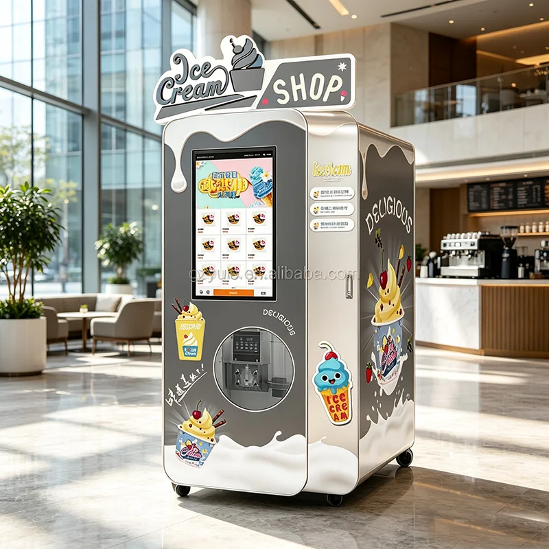 

Ice Cream Vending Machine Touch Screen Cashless Payment Multi Flavor Soft Ice Cream Maker