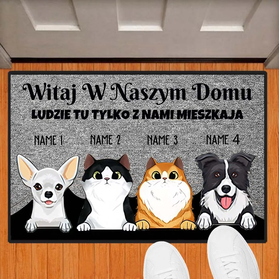 Personalized Pet\'s Doormat Custom Mats Cat Dog Name Floor Mat Rug Carpet Anti-Slip Any Text Gray Home Decor Accessory