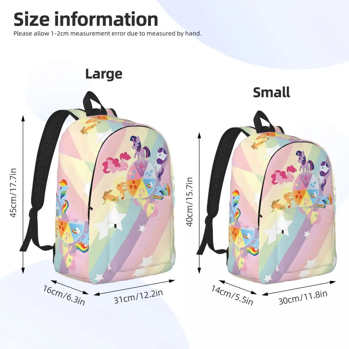 Back To School Gift Rainbow Mane Six Multi Compartment Backpack My Little Pony Harajuku Design For Kid Daypack Outdoor