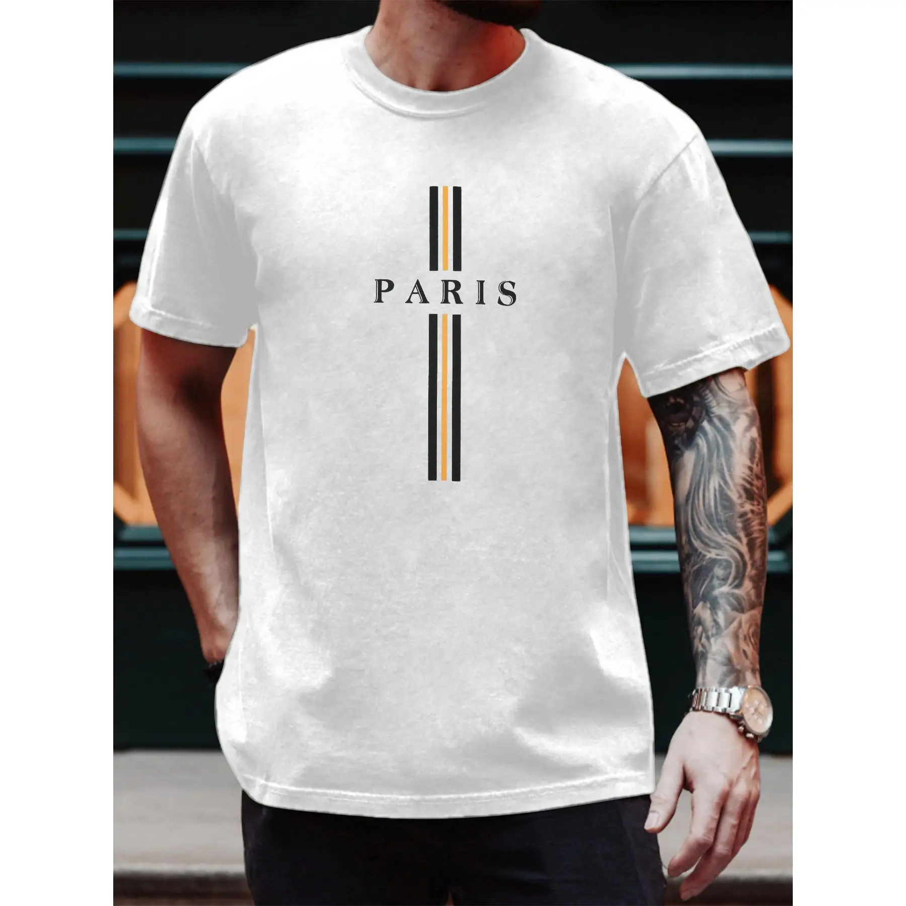

PARIS Print T-shirt Men Women Minimalist Casual Tops Summer Fashion Oversized Streetwear Graphic Tees Unisex