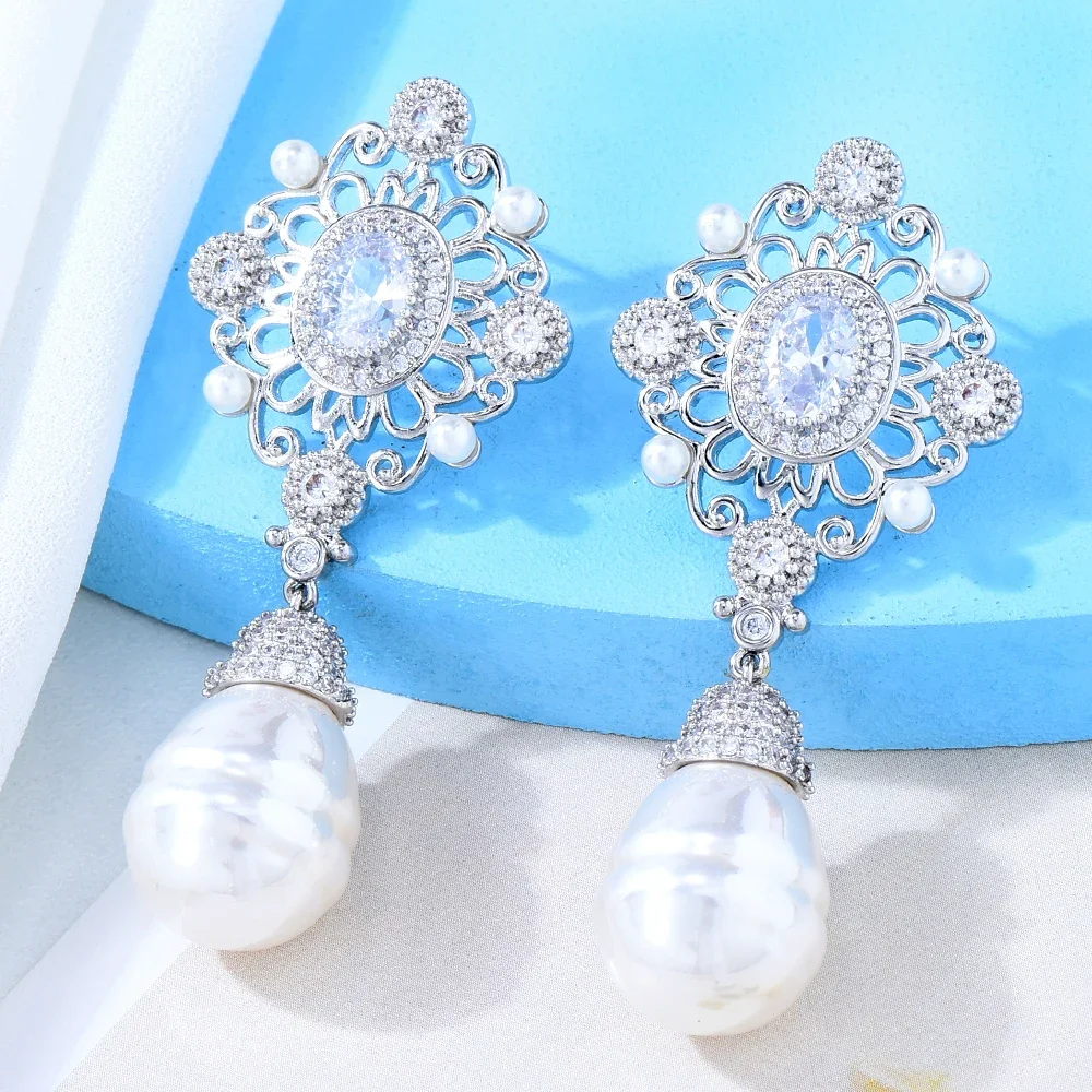 Missvikki Boho Charm Ins Style أقراط متدلية من اللؤلؤ الطبيعي للنساء لحفلات الزفاف وحفلات الزفاف مجوهرات صيفية أصلية للسيدات
