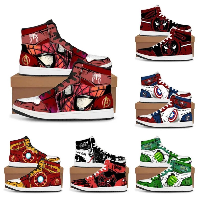 Marvel Spider Man Cosplay Sneaker Anime Figure Deadpool Hulk Iron Man Captain America Men Vulcanized Running Shoes Birthday Gift