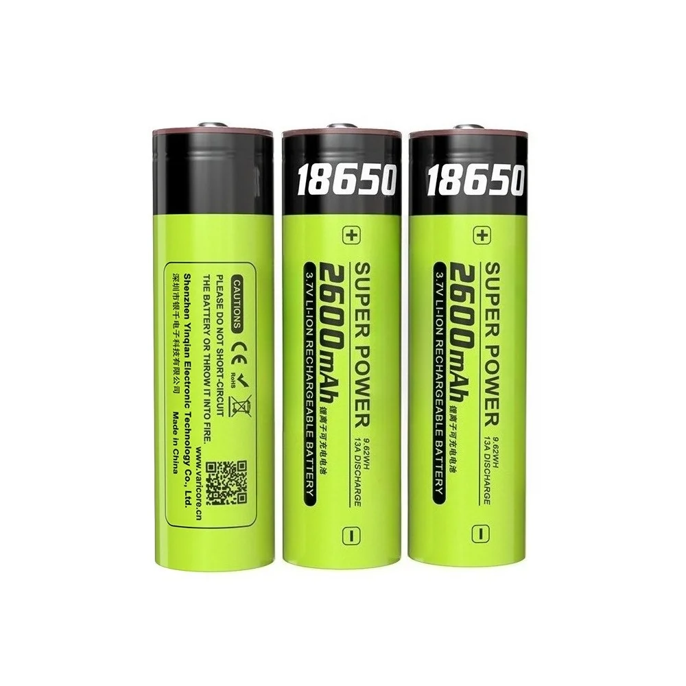 18650 3,7 V 2600mAh batería de alta potencia de drenaje 13A descarga continua para linterna/bicicleta eléctrica/Drone/herramientas protección contra cortocircuitos