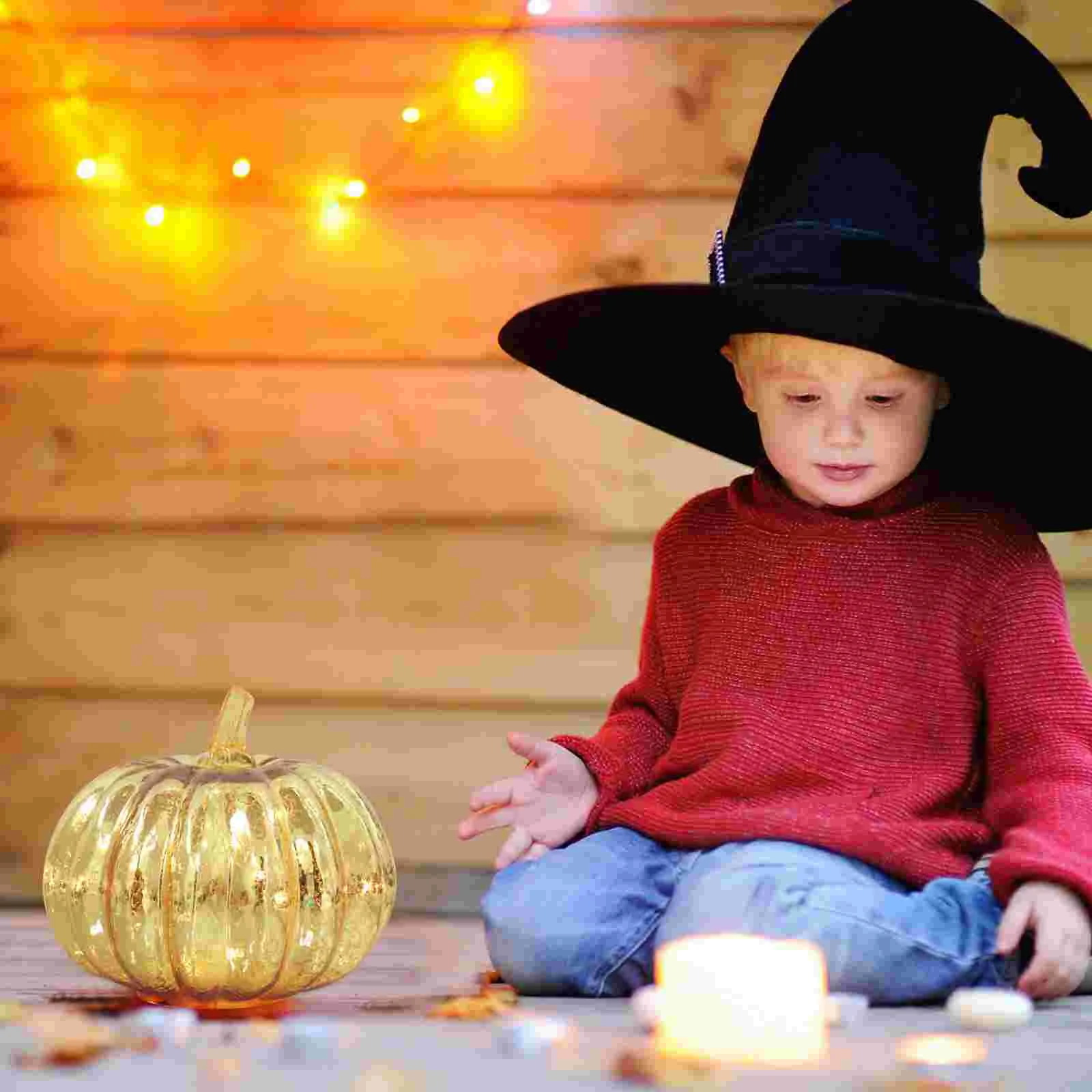 โคมไฟหัวแจ็คแก้วฮาโลวีนขนาดมินิ, โคมไฟ LED ตกแต่งวันเกิดสำหรับเด็กผู้ชายอุปกรณ์ฟักทอง